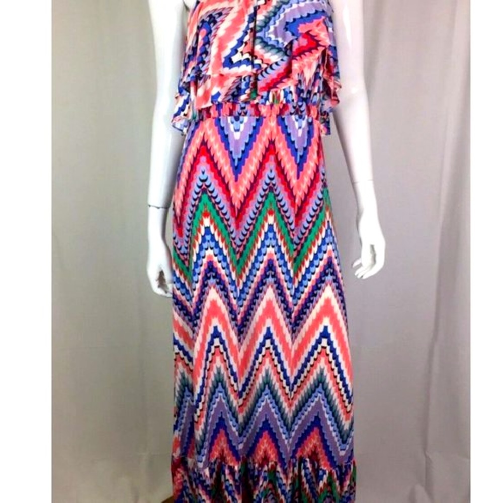 Tbags Los Angeles Strapless Chevron Print Maxi Dress Sz. S *EUC* MSRP: $188+tax